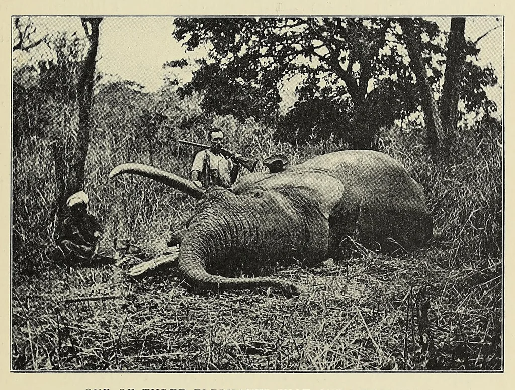 An illustration from The adventures of an elephant hunter, 1912, leaf 155