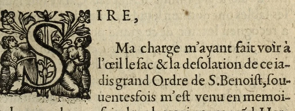 An illustration from Advis a Messievrs des Estats. Pour restablir l'Ordre de Sainct Benoist en France. Auec vne Remonstrance faicte au feu roy Henry IIII. sur la reformation de l'Ordre de Sainct Benoist., 1614, leaf 3