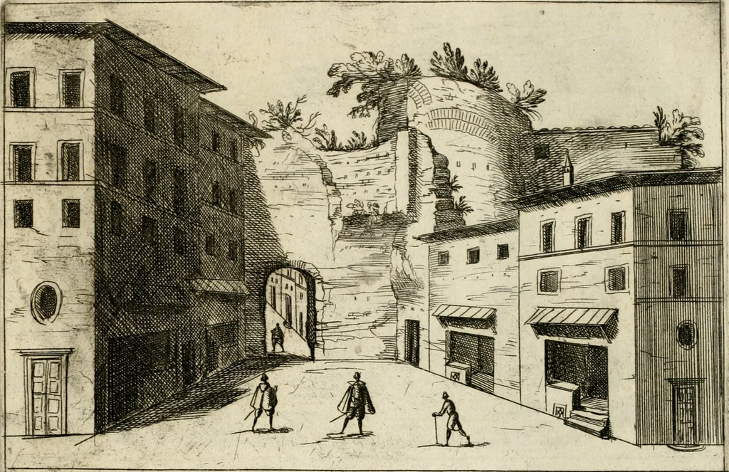 An illustration from Aedificiorum et ruinarum Romae ex antiquis atque hodiernis monimentis liber primus[-seco[n]dus], 1649, leaf 100