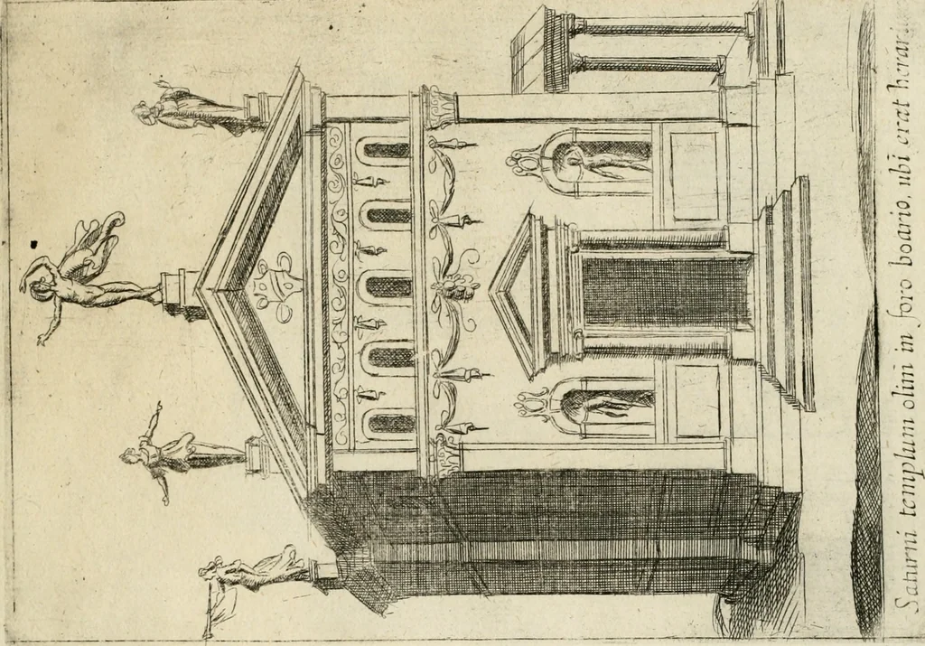 An illustration from Aedificiorum et ruinarum Romae ex antiquis atque hodiernis monimentis liber primus[-seco[n]dus], 1649, leaf 38
