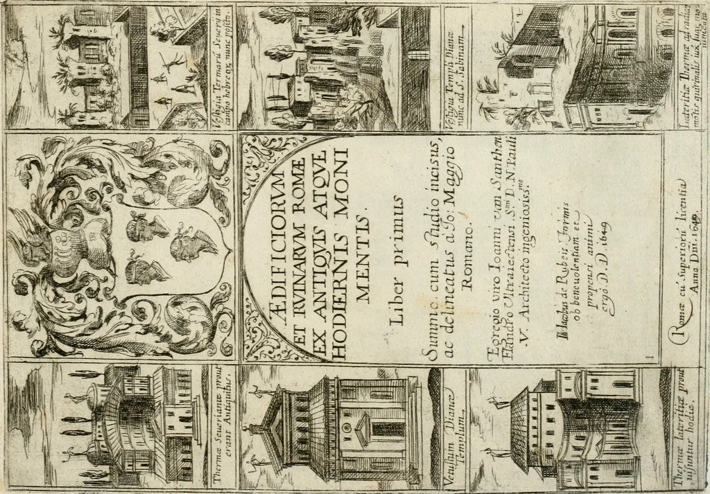 An illustration from Aedificiorum et ruinarum Romae ex antiquis atque hodiernis monimentis liber primus[-seco[n]dus], 1649, leaf 4
