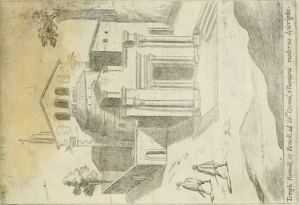 An illustration from Aedificiorum et ruinarum Romae ex antiquis atque hodiernis monimentis liber primus[-seco[n]dus], 1649, leaf 44