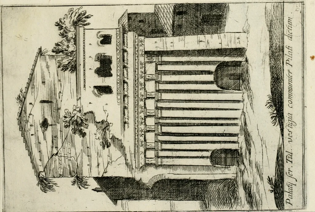 An illustration from Aedificiorum et ruinarum Romae ex antiquis atque hodiernis monimentis liber primus[-seco[n]dus], 1649, leaf 44