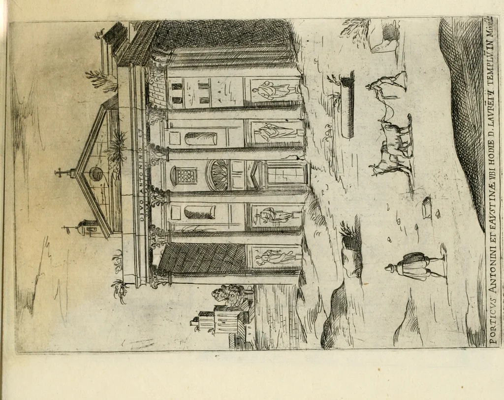 An illustration from Aedificiorum et ruinarum Romae ex antiquis atque hodiernis monimentis liber primus[-seco[n]dus], 1649, leaf 46