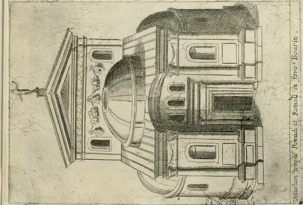 An illustration from Aedificiorum et ruinarum Romae ex antiquis atque hodiernis monimentis liber primus[-seco[n]dus], 1649, leaf 46
