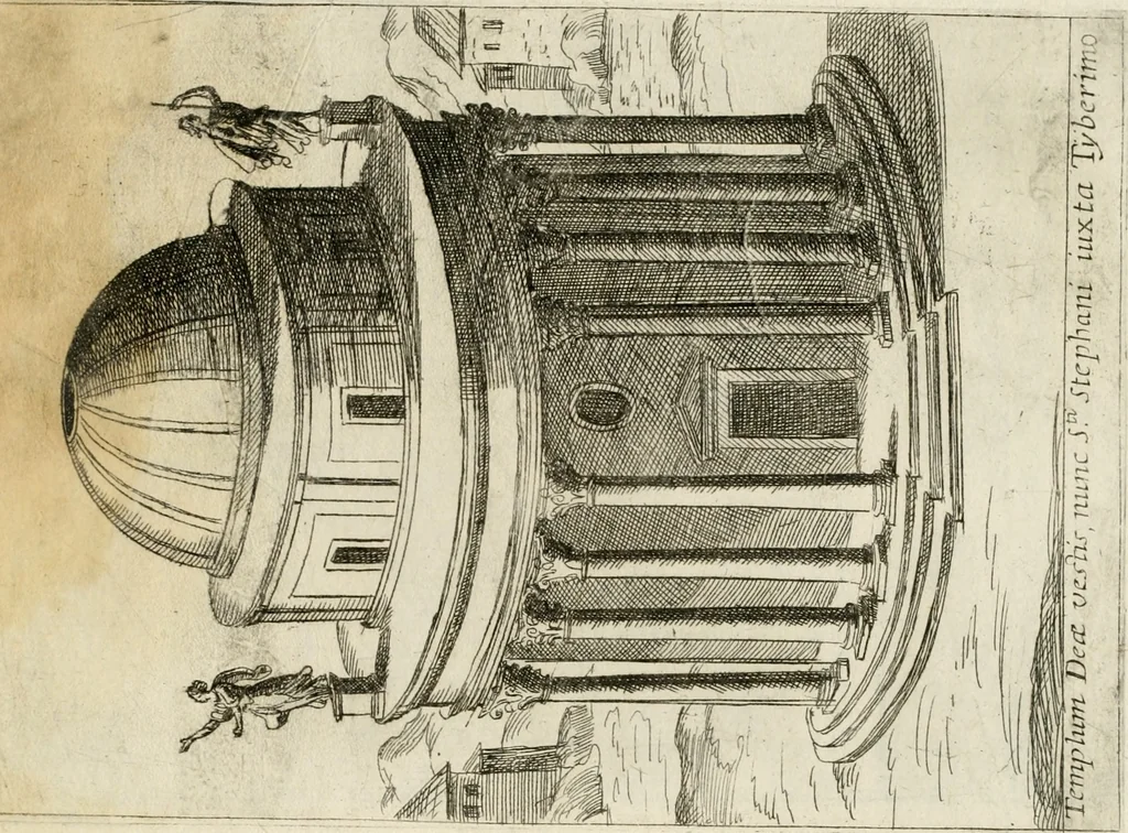 An illustration from Aedificiorum et ruinarum Romae ex antiquis atque hodiernis monimentis liber primus[-seco[n]dus], 1649, leaf 48