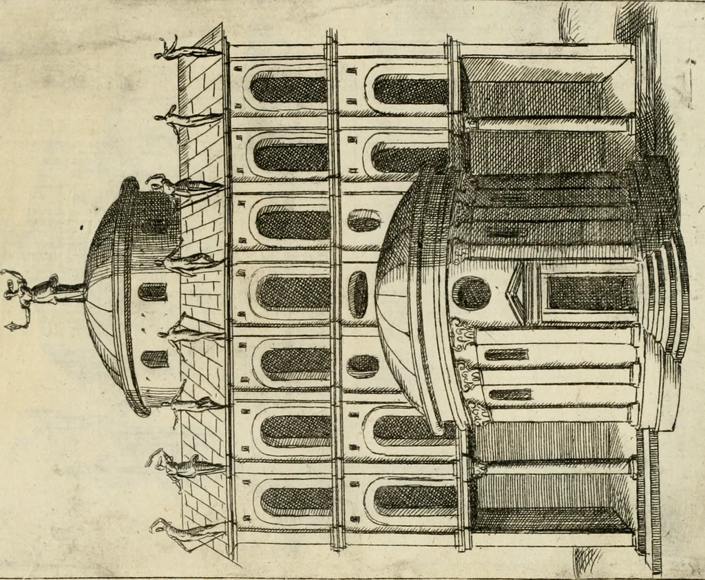 An illustration from Aedificiorum et ruinarum Romae ex antiquis atque hodiernis monimentis liber primus[-seco[n]dus], 1649, leaf 56