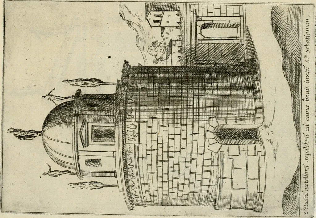 An illustration from Aedificiorum et ruinarum Romae ex antiquis atque hodiernis monimentis liber primus[-seco[n]dus], 1649, leaf 56