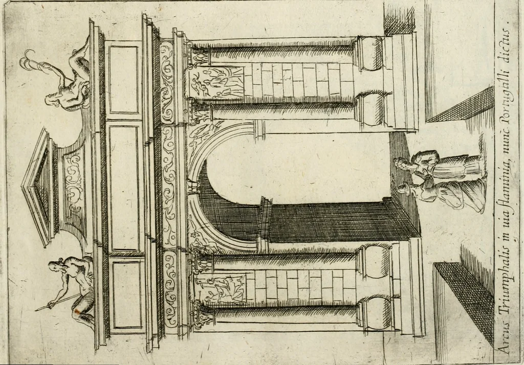 An illustration from Aedificiorum et ruinarum Romae ex antiquis atque hodiernis monimentis liber primus[-seco[n]dus], 1649, leaf 76