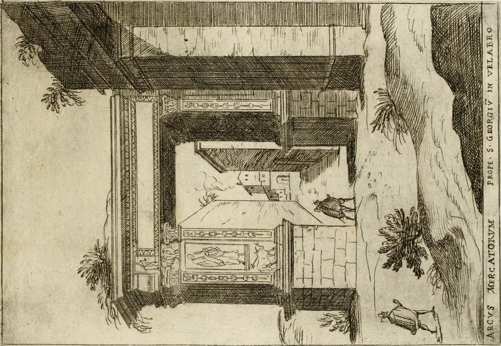 An illustration from Aedificiorum et ruinarum Romae ex antiquis atque hodiernis monimentis liber primus[-seco[n]dus], 1649, leaf 82