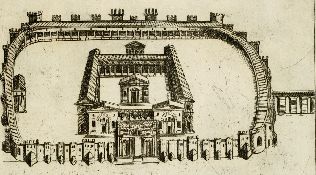 An illustration from Aedificiorum et ruinarum Romae ex antiquis atque hodiernis monimentis liber primus[-seco[n]dus], 1649, leaf 90
