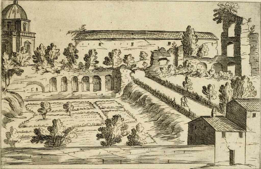 An illustration from Aedificiorum et ruinarum Romae ex antiquis atque hodiernis monimentis liber primus[-seco[n]dus], 1649, leaf 96