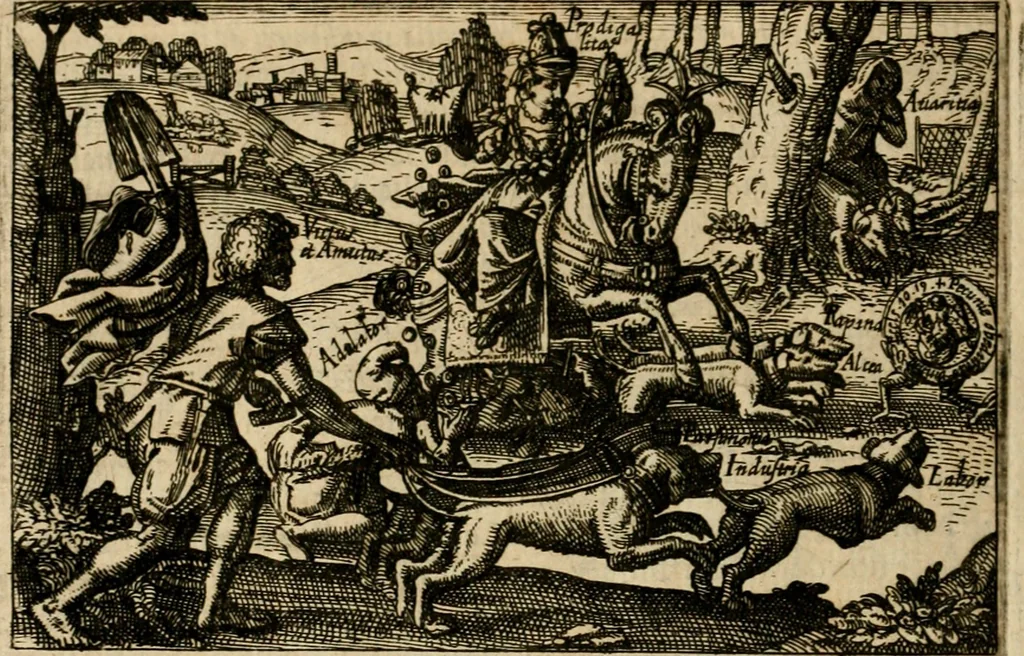 An illustration from Aereoplastes theo-sophicus, sive, Eicones mysticae : rarâ solertiâ, ac sagacitate singulari effictae, eaqu[ue] aere incisae ..., 1620, leaf 109
