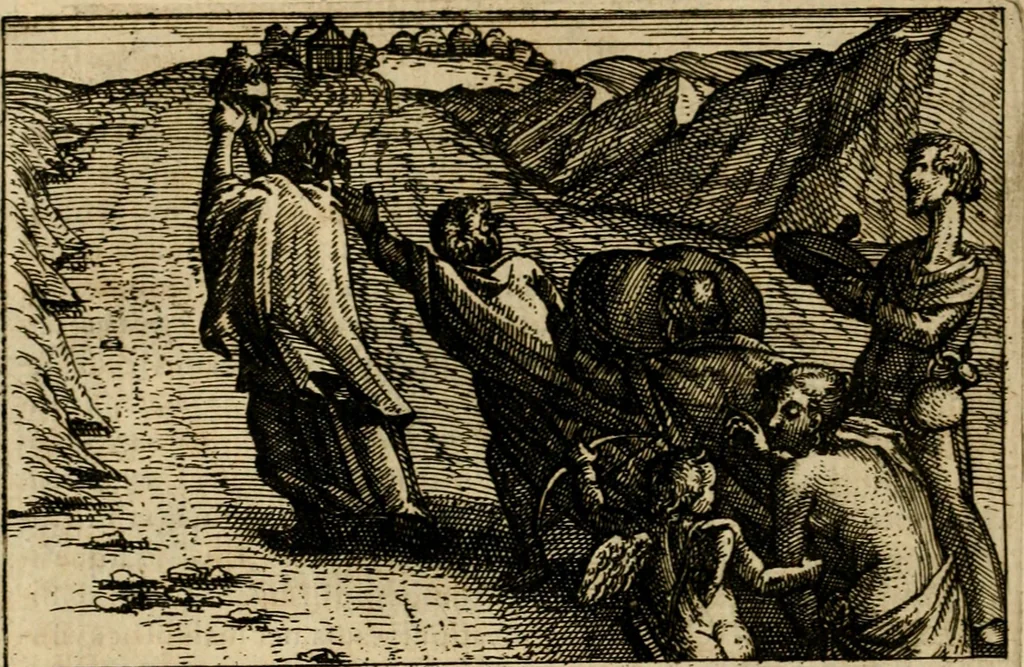 An illustration from Aereoplastes theo-sophicus, sive, Eicones mysticae : rarâ solertiâ, ac sagacitate singulari effictae, eaqu[ue] aere incisae ..., 1620, leaf 111