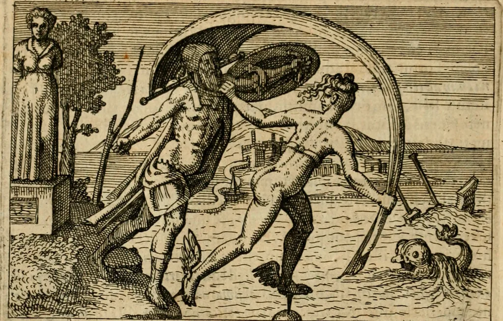 An illustration from Aereoplastes theo-sophicus, sive, Eicones mysticae : rarâ solertiâ, ac sagacitate singulari effictae, eaqu[ue] aere incisae ..., 1620, leaf 115