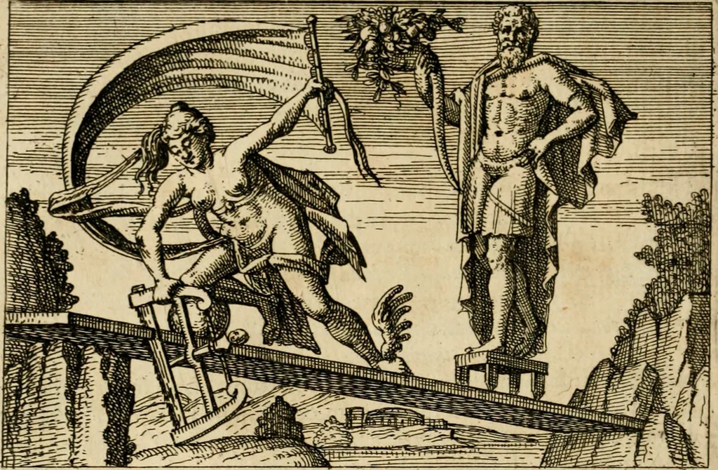 An illustration from Aereoplastes theo-sophicus, sive, Eicones mysticae : rarâ solertiâ, ac sagacitate singulari effictae, eaqu[ue] aere incisae ..., 1620, leaf 117