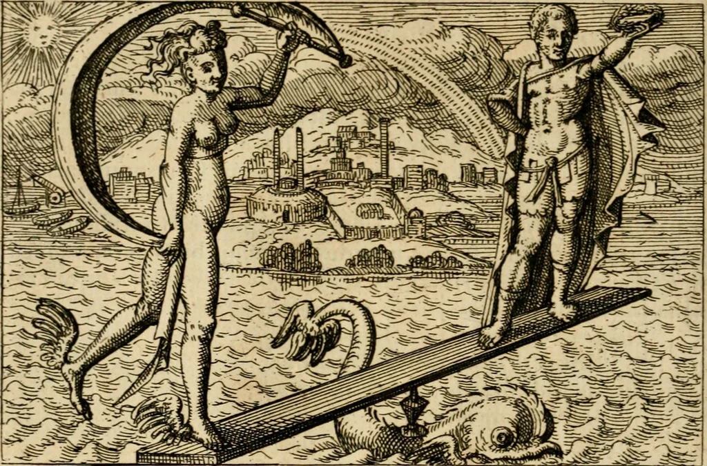An illustration from Aereoplastes theo-sophicus, sive, Eicones mysticae : rarâ solertiâ, ac sagacitate singulari effictae, eaqu[ue] aere incisae ..., 1620, leaf 119