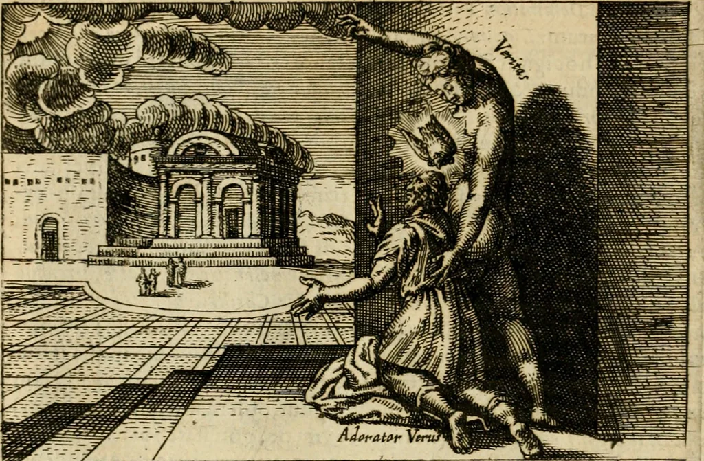 An illustration from Aereoplastes theo-sophicus, sive, Eicones mysticae : rarâ solertiâ, ac sagacitate singulari effictae, eaqu[ue] aere incisae ..., 1620, leaf 161