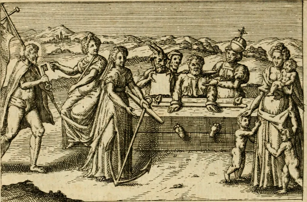 An illustration from Aereoplastes theo-sophicus, sive, Eicones mysticae : rarâ solertiâ, ac sagacitate singulari effictae, eaqu[ue] aere incisae ..., 1620, leaf 197