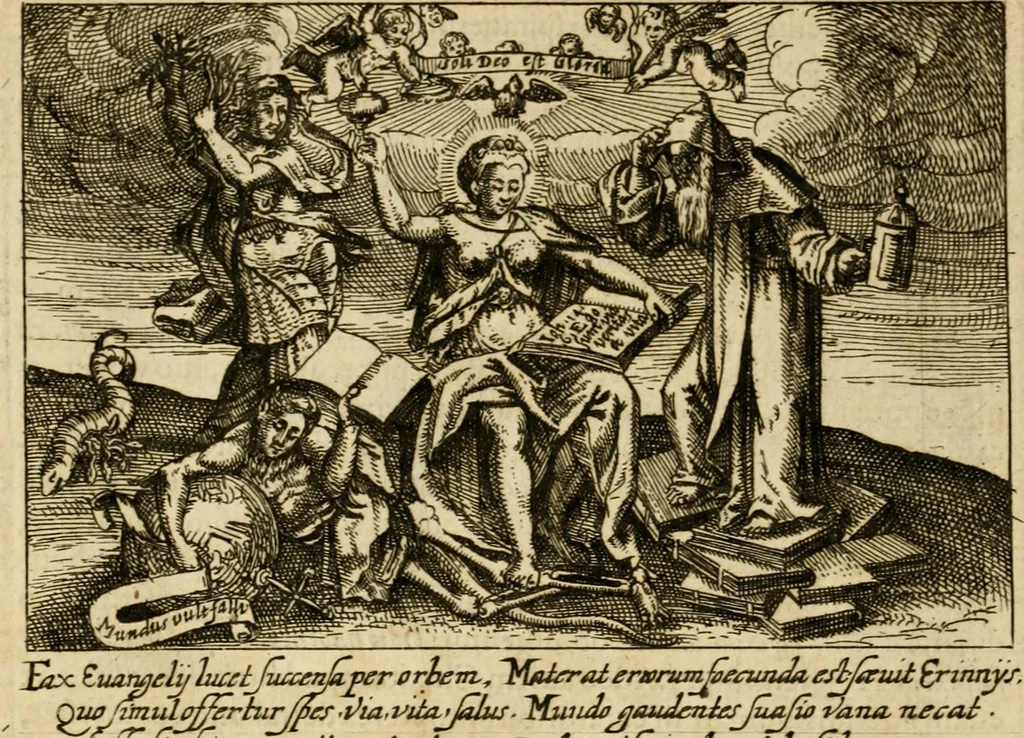 An illustration from Aereoplastes theo-sophicus, sive, Eicones mysticae : rarâ solertiâ, ac sagacitate singulari effictae, eaqu[ue] aere incisae ..., 1620, leaf 199