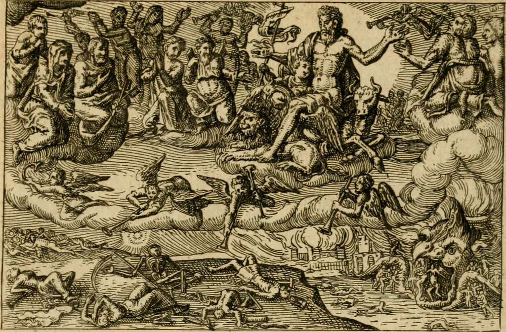 An illustration from Aereoplastes theo-sophicus, sive, Eicones mysticae : rarâ solertiâ, ac sagacitate singulari effictae, eaqu[ue] aere incisae ..., 1620, leaf 215