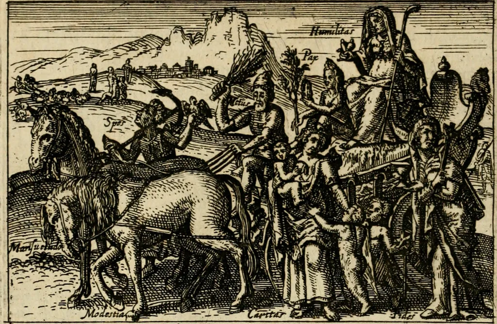 An illustration from Aereoplastes theo-sophicus, sive, Eicones mysticae : rarâ solertiâ, ac sagacitate singulari effictae, eaqu[ue] aere incisae ..., 1620, leaf 33