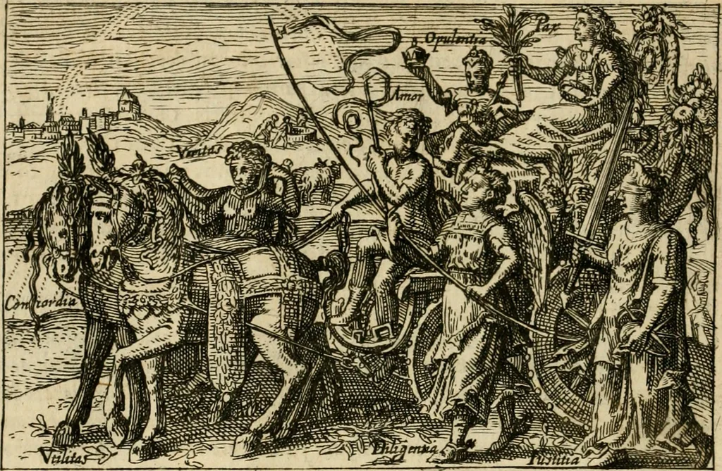 An illustration from Aereoplastes theo-sophicus, sive, Eicones mysticae : rarâ solertiâ, ac sagacitate singulari effictae, eaqu[ue] aere incisae ..., 1620, leaf 35