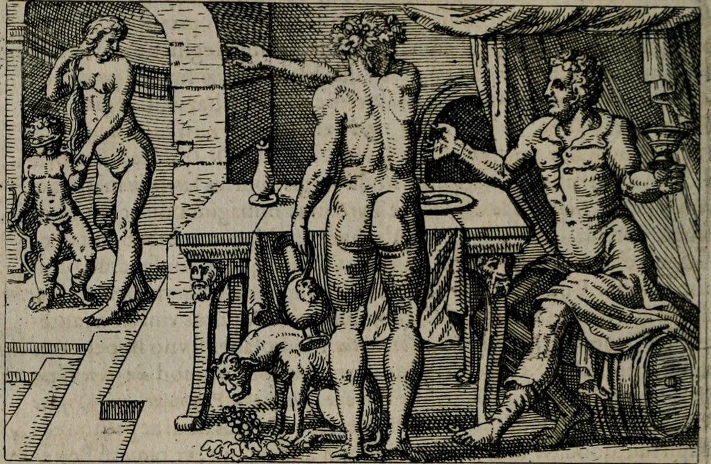 An illustration from Aereoplastes theo-sophicus, sive, Eicones mysticae : rarâ solertiâ, ac sagacitate singulari effictae eæq́[ue] æri incisæ : integram veræ theosophias rationem mirâ dexteritate adumbrantes : euolutione Latinâ ex Sacris Scripturis, sanctis patribus, philosophis, oratoribus, historicis ac poëtis tàm Græcis quàm Latinis Christianis iuxtà atq[ue]; gentibus nunc illuminatæ, ac bonorum bono editæ, 1620, leaf 105