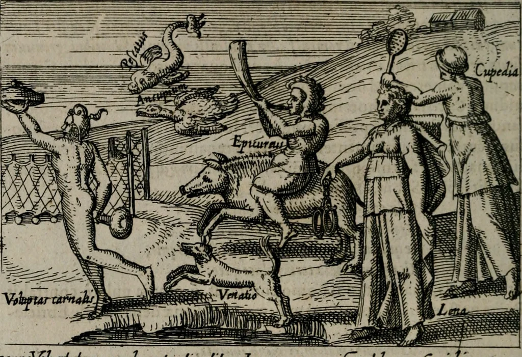 An illustration from Aereoplastes theo-sophicus, sive, Eicones mysticae : rarâ solertiâ, ac sagacitate singulari effictae eæq́[ue] æri incisæ : integram veræ theosophias rationem mirâ dexteritate adumbrantes : euolutione Latinâ ex Sacris Scripturis, sanctis patribus, philosophis, oratoribus, historicis ac poëtis tàm Græcis quàm Latinis Christianis iuxtà atq[ue]; gentibus nunc illuminatæ, ac bonorum bono editæ, 1620, leaf 109