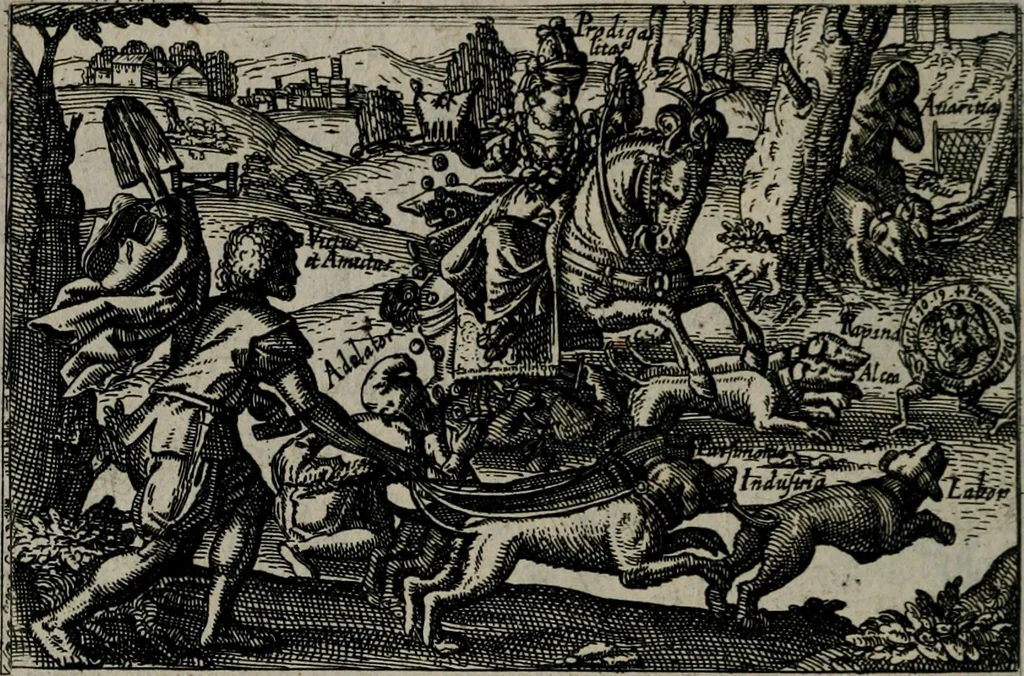 An illustration from Aereoplastes theo-sophicus, sive, Eicones mysticae : rarâ solertiâ, ac sagacitate singulari effictae eæq́[ue] æri incisæ : integram veræ theosophias rationem mirâ dexteritate adumbrantes : euolutione Latinâ ex Sacris Scripturis, sanctis patribus, philosophis, oratoribus, historicis ac poëtis tàm Græcis quàm Latinis Christianis iuxtà atq[ue]; gentibus nunc illuminatæ, ac bonorum bono editæ, 1620, leaf 111