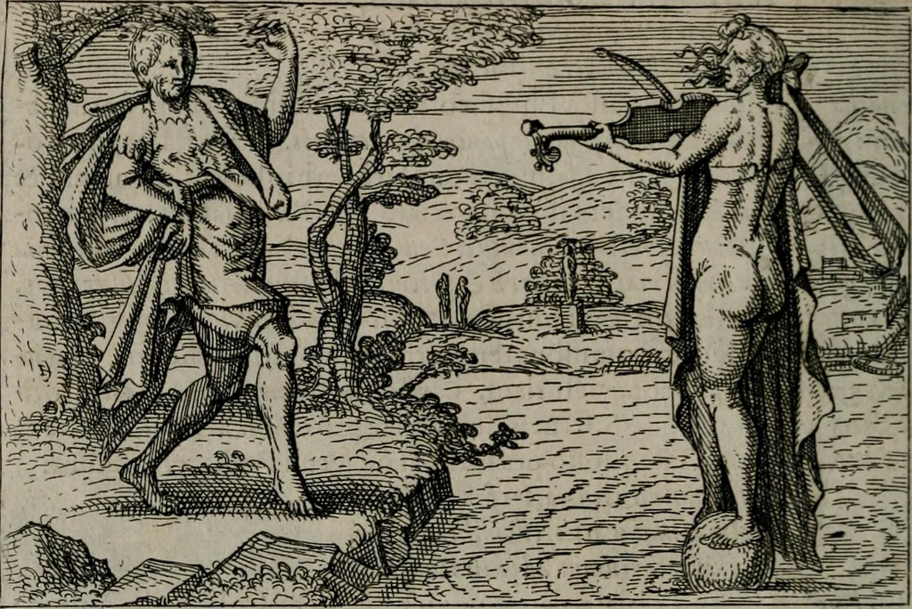 An illustration from Aereoplastes theo-sophicus, sive, Eicones mysticae : rarâ solertiâ, ac sagacitate singulari effictae eæq́[ue] æri incisæ : integram veræ theosophias rationem mirâ dexteritate adumbrantes : euolutione Latinâ ex Sacris Scripturis, sanctis patribus, philosophis, oratoribus, historicis ac poëtis tàm Græcis quàm Latinis Christianis iuxtà atq[ue]; gentibus nunc illuminatæ, ac bonorum bono editæ, 1620, leaf 125