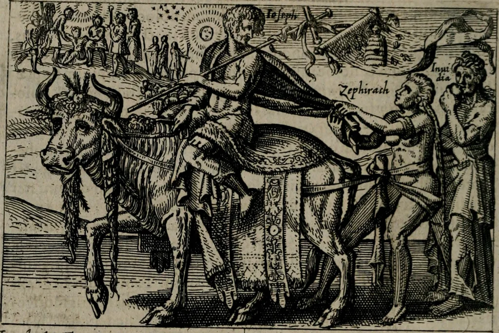 An illustration from Aereoplastes theo-sophicus, sive, Eicones mysticae : rarâ solertiâ, ac sagacitate singulari effictae eæq́[ue] æri incisæ : integram veræ theosophias rationem mirâ dexteritate adumbrantes : euolutione Latinâ ex Sacris Scripturis, sanctis patribus, philosophis, oratoribus, historicis ac poëtis tàm Græcis quàm Latinis Christianis iuxtà atq[ue]; gentibus nunc illuminatæ, ac bonorum bono editæ, 1620, leaf 147