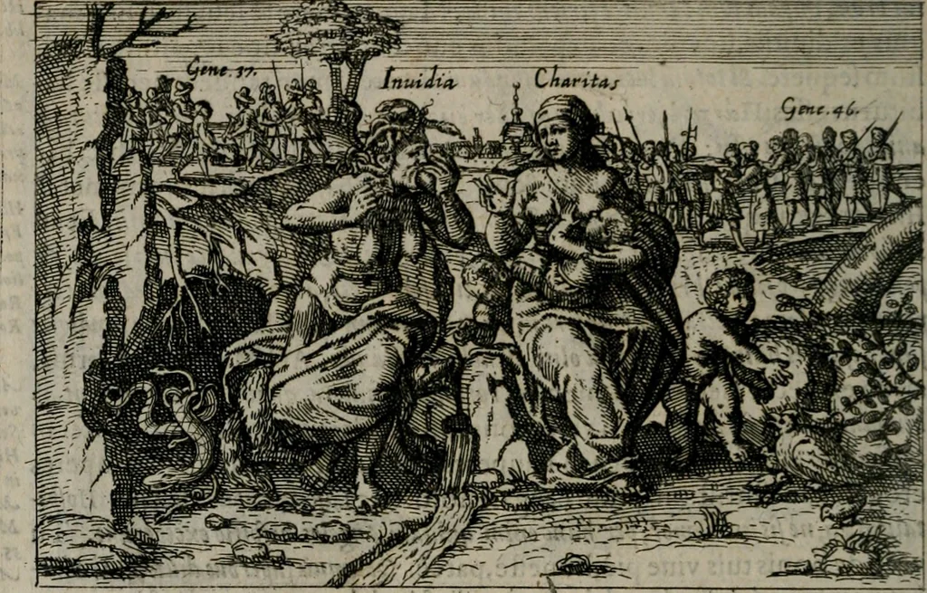 An illustration from Aereoplastes theo-sophicus, sive, Eicones mysticae : rarâ solertiâ, ac sagacitate singulari effictae eæq́[ue] æri incisæ : integram veræ theosophias rationem mirâ dexteritate adumbrantes : euolutione Latinâ ex Sacris Scripturis, sanctis patribus, philosophis, oratoribus, historicis ac poëtis tàm Græcis quàm Latinis Christianis iuxtà atq[ue]; gentibus nunc illuminatæ, ac bonorum bono editæ, 1620, leaf 179