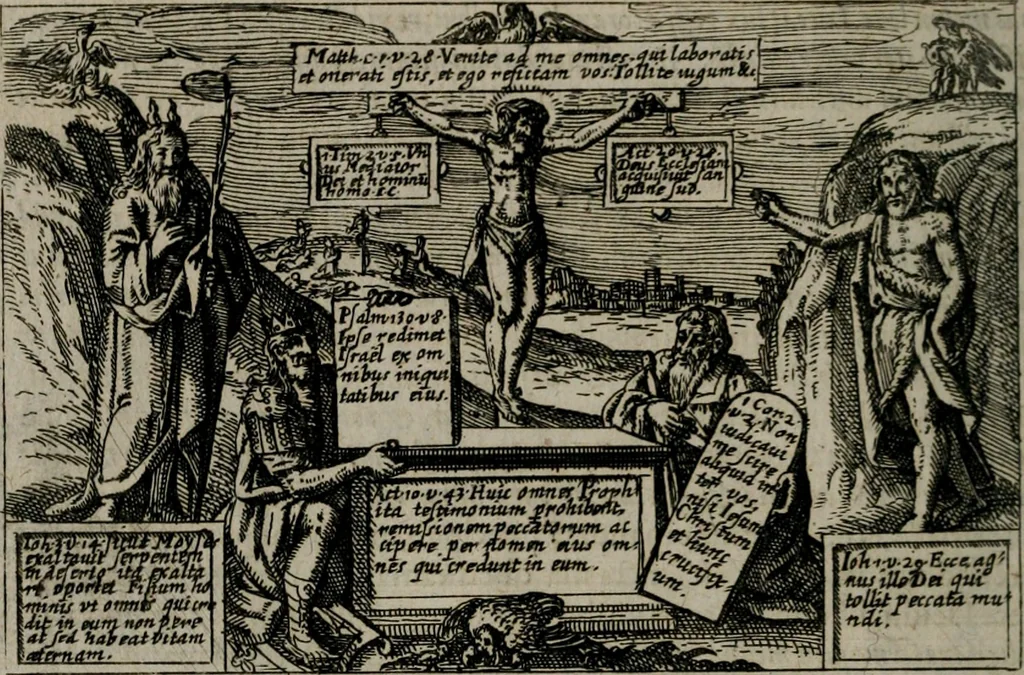 An illustration from Aereoplastes theo-sophicus, sive, Eicones mysticae : rarâ solertiâ, ac sagacitate singulari effictae eæq́[ue] æri incisæ : integram veræ theosophias rationem mirâ dexteritate adumbrantes : euolutione Latinâ ex Sacris Scripturis, sanctis patribus, philosophis, oratoribus, historicis ac poëtis tàm Græcis quàm Latinis Christianis iuxtà atq[ue]; gentibus nunc illuminatæ, ac bonorum bono editæ, 1620, leaf 187