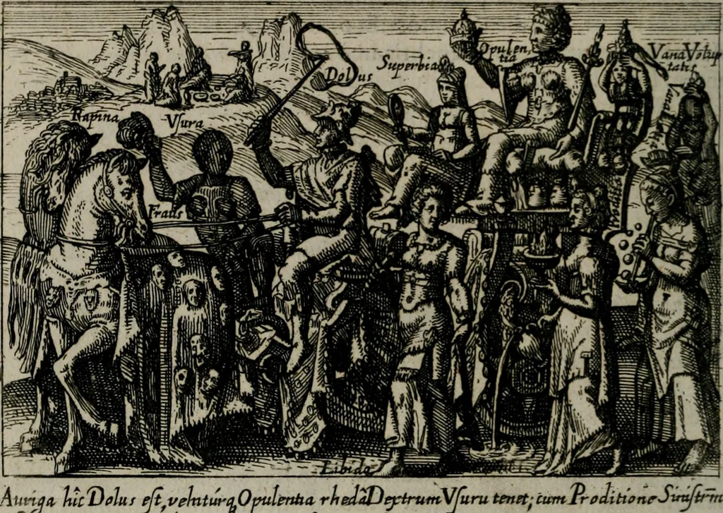 An illustration from Aereoplastes theo-sophicus, sive, Eicones mysticae : rarâ solertiâ, ac sagacitate singulari effictae eæq́[ue] æri incisæ : integram veræ theosophias rationem mirâ dexteritate adumbrantes : euolutione Latinâ ex Sacris Scripturis, sanctis patribus, philosophis, oratoribus, historicis ac poëtis tàm Græcis quàm Latinis Christianis iuxtà atq[ue]; gentibus nunc illuminatæ, ac bonorum bono editæ, 1620, leaf 25