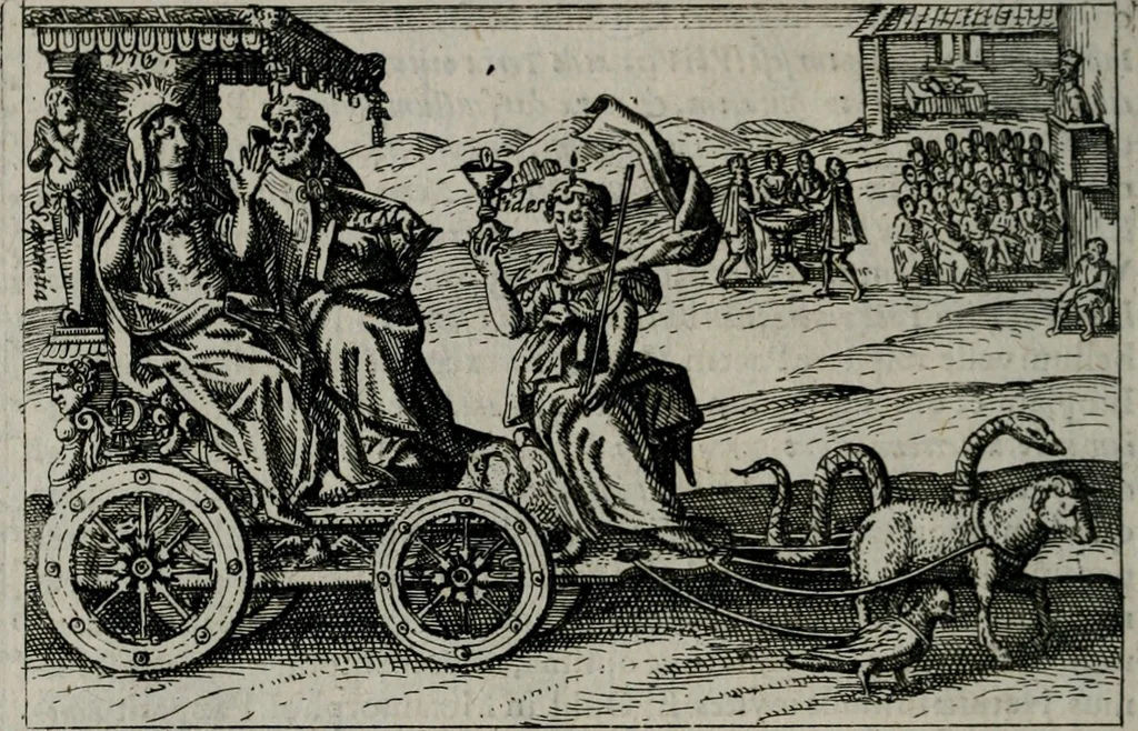 An illustration from Aereoplastes theo-sophicus, sive, Eicones mysticae : rarâ solertiâ, ac sagacitate singulari effictae eæq́[ue] æri incisæ : integram veræ theosophias rationem mirâ dexteritate adumbrantes : euolutione Latinâ ex Sacris Scripturis, sanctis patribus, philosophis, oratoribus, historicis ac poëtis tàm Græcis quàm Latinis Christianis iuxtà atq[ue]; gentibus nunc illuminatæ, ac bonorum bono editæ, 1620, leaf 39