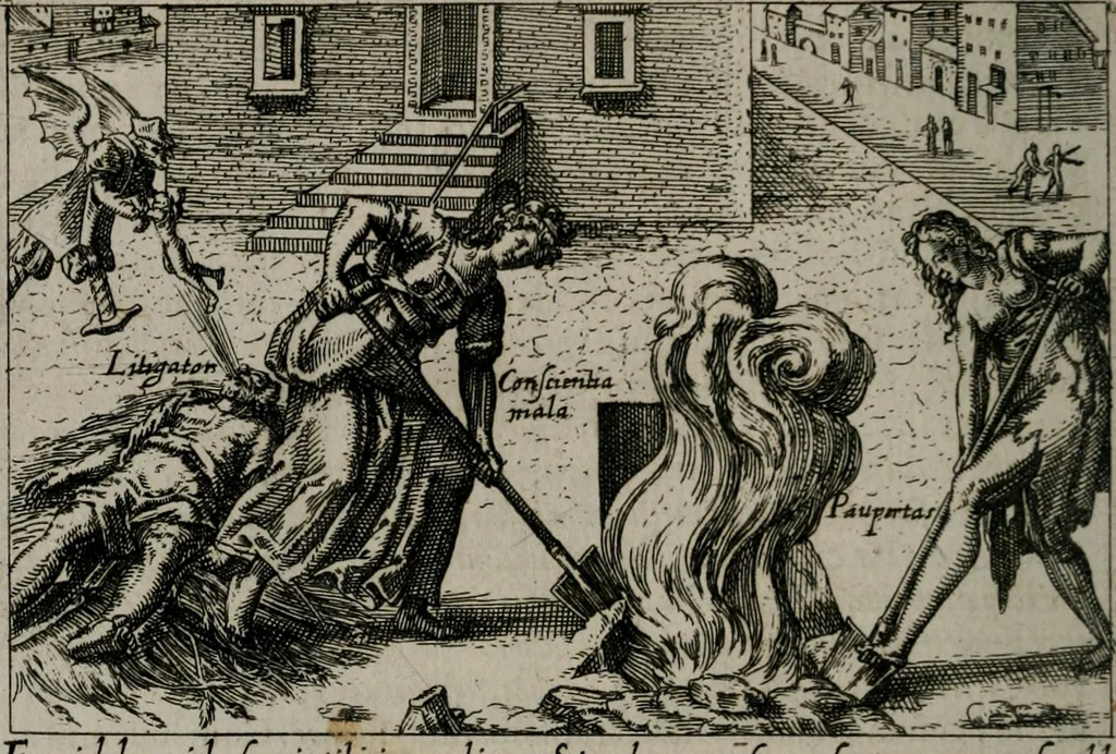 An illustration from Aereoplastes theo-sophicus, sive, Eicones mysticae : rarâ solertiâ, ac sagacitate singulari effictae eæq́[ue] æri incisæ : integram veræ theosophias rationem mirâ dexteritate adumbrantes : euolutione Latinâ ex Sacris Scripturis, sanctis patribus, philosophis, oratoribus, historicis ac poëtis tàm Græcis quàm Latinis Christianis iuxtà atq[ue]; gentibus nunc illuminatæ, ac bonorum bono editæ, 1620, leaf 61