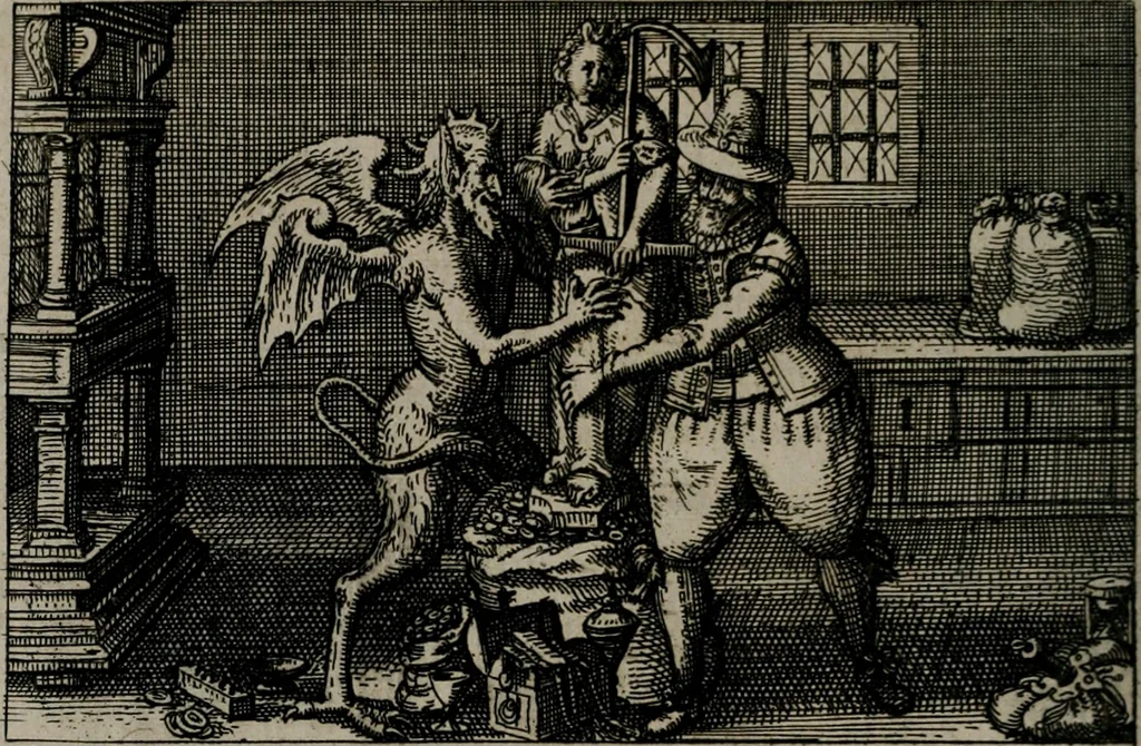 An illustration from Aereoplastes theo-sophicus, sive, Eicones mysticae : rarâ solertiâ, ac sagacitate singulari effictae eæq́[ue] æri incisæ : integram veræ theosophias rationem mirâ dexteritate adumbrantes : euolutione Latinâ ex Sacris Scripturis, sanctis patribus, philosophis, oratoribus, historicis ac poëtis tàm Græcis quàm Latinis Christianis iuxtà atq[ue]; gentibus nunc illuminatæ, ac bonorum bono editæ, 1620, leaf 67