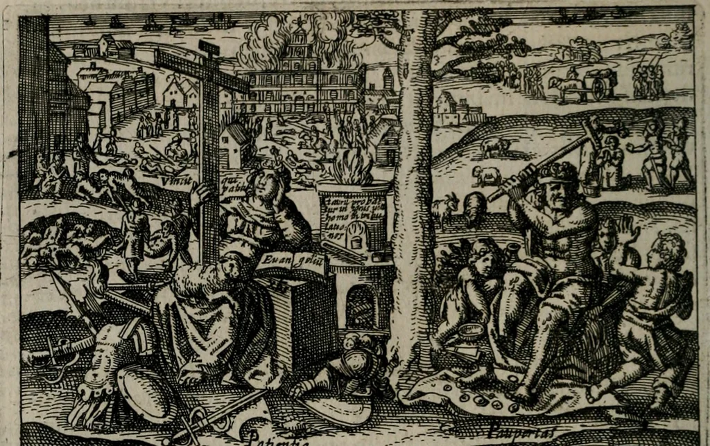An illustration from Aereoplastes theo-sophicus, sive, Eicones mysticae : rarâ solertiâ, ac sagacitate singulari effictae eæq́[ue] æri incisæ : integram veræ theosophias rationem mirâ dexteritate adumbrantes : euolutione Latinâ ex Sacris Scripturis, sanctis patribus, philosophis, oratoribus, historicis ac poëtis tàm Græcis quàm Latinis Christianis iuxtà atq[ue]; gentibus nunc illuminatæ, ac bonorum bono editæ, 1620, leaf 73