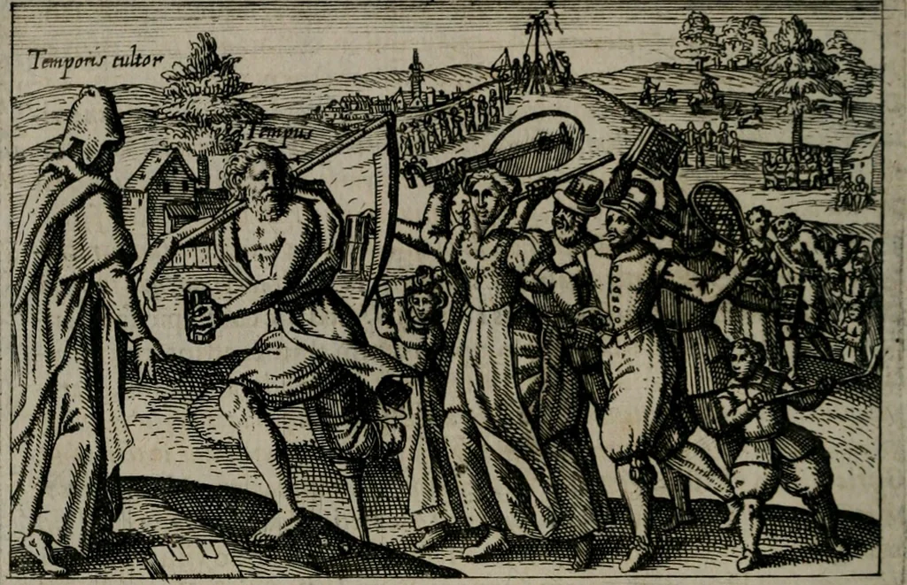 An illustration from Aereoplastes theo-sophicus, sive, Eicones mysticae : rarâ solertiâ, ac sagacitate singulari effictae eæq́[ue] æri incisæ : integram veræ theosophias rationem mirâ dexteritate adumbrantes : euolutione Latinâ ex Sacris Scripturis, sanctis patribus, philosophis, oratoribus, historicis ac poëtis tàm Græcis quàm Latinis Christianis iuxtà atq[ue]; gentibus nunc illuminatæ, ac bonorum bono editæ, 1620, leaf 77