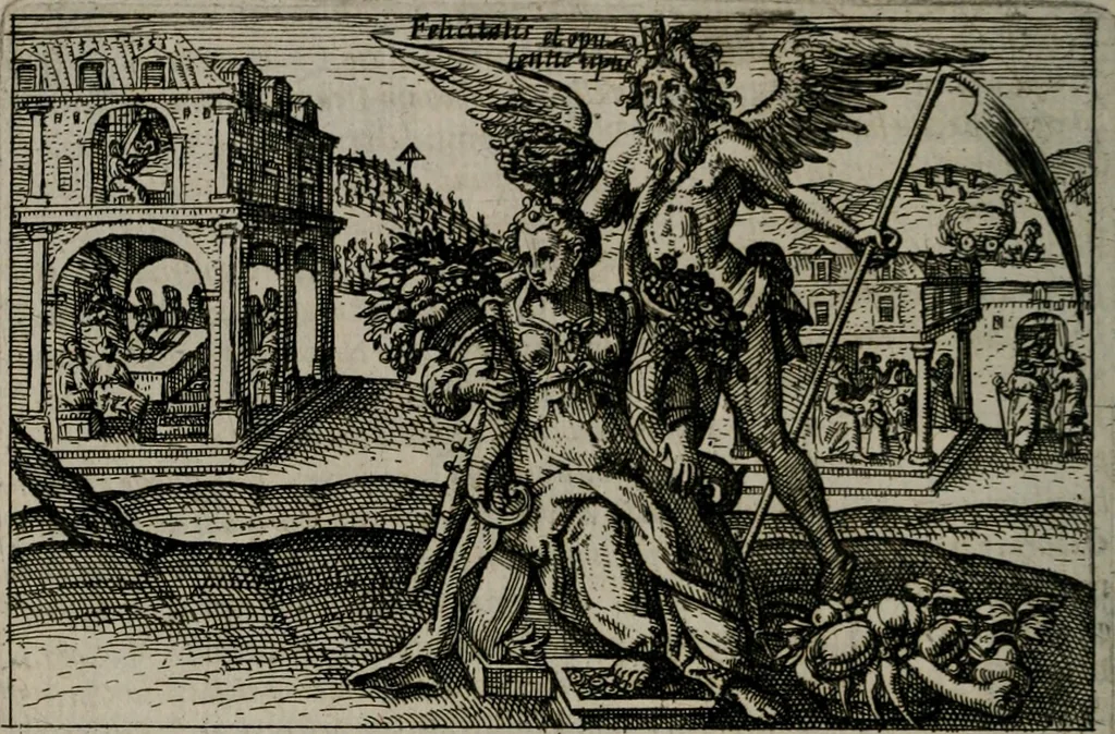 An illustration from Aereoplastes theo-sophicus, sive, Eicones mysticae : rarâ solertiâ, ac sagacitate singulari effictae eæq́[ue] æri incisæ : integram veræ theosophias rationem mirâ dexteritate adumbrantes : euolutione Latinâ ex Sacris Scripturis, sanctis patribus, philosophis, oratoribus, historicis ac poëtis tàm Græcis quàm Latinis Christianis iuxtà atq[ue]; gentibus nunc illuminatæ, ac bonorum bono editæ, 1620, leaf 81