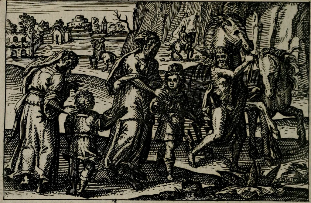 An illustration from Aereoplastes theo-sophicus, sive, Eicones mysticae : rarâ solertiâ, ac sagacitate singulari effictae eæq́[ue] æri incisæ : integram veræ theosophias rationem mirâ dexteritate adumbrantes : euolutione Latinâ ex Sacris Scripturis, sanctis patribus, philosophis, oratoribus, historicis ac poëtis tàm Græcis quàm Latinis Christianis iuxtà atq[ue]; gentibus nunc illuminatæ, ac bonorum bono editæ, 1620, leaf 89