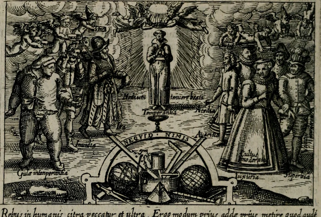 An illustration from Aereoplastes theo-sophicus, sive, Eicones mysticae : rarâ solertiâ, ac sagacitate singulari effictae eæq́[ue] æri incisæ : integram veræ theosophias rationem mirâ dexteritate adumbrantes : euolutione Latinâ ex Sacris Scripturis, sanctis patribus, philosophis, oratoribus, historicis ac poëtis tàm Græcis quàm Latinis Christianis iuxtà atq[ue]; gentibus nunc illuminatæ, ac bonorum bono editæ, 1620, leaf 93