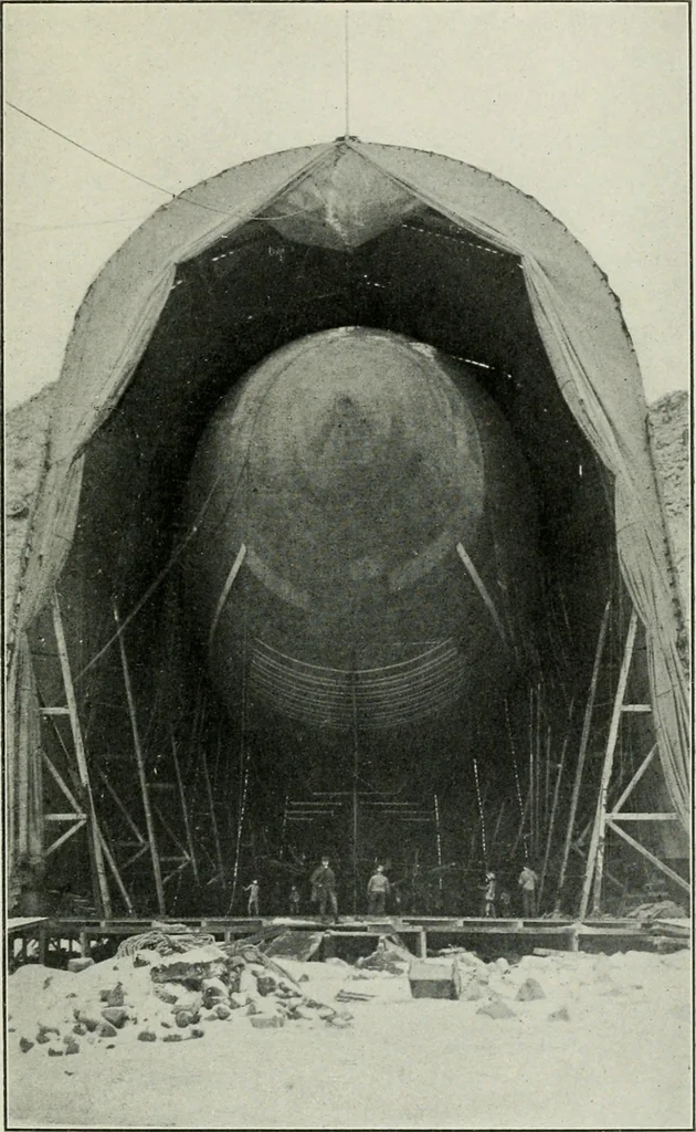 An illustration from The aerial age : a thousand miles by airship over the Atlantic Ocean; airship voyages over the Polar Sea, the past, the present and the future of aerial navigation, 1911, leaf 250