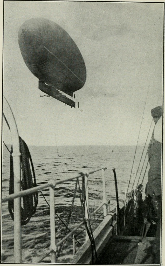 An illustration from The aerial age : a thousand miles by airship over the Atlantic Ocean; airship voyages over the Polar Sea, the past, the present and the future of aerial navigation, 1911, leaf 281