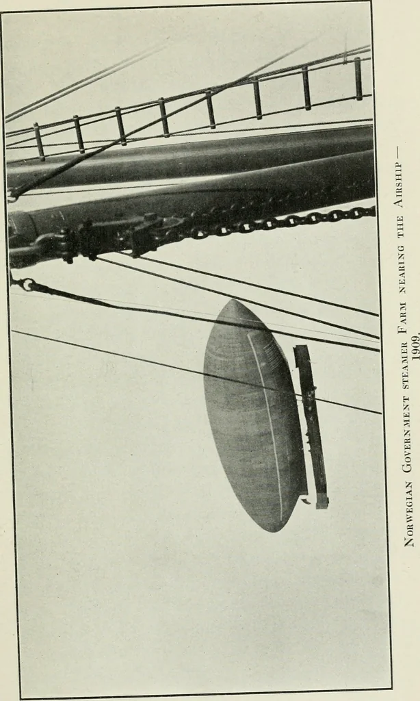 An illustration from The aerial age : a thousand miles by airship over the Atlantic Ocean; airship voyages over the Polar Sea, the past, the present and the future of aerial navigation, 1911, leaf 290