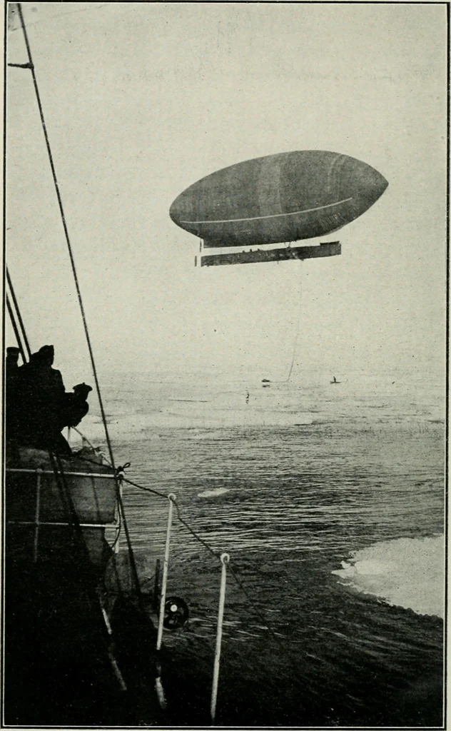 An illustration from The aerial age : a thousand miles by airship over the Atlantic Ocean; airship voyages over the Polar Sea, the past, the present and the future of aerial navigation, 1911, leaf 321