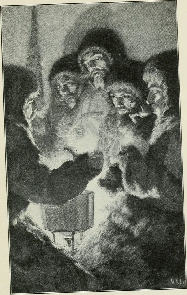 An illustration from The aerial age : a thousand miles by airship over the Atlantic Ocean; airship voyages over the Polar Sea, the past, the present and the future of aerial navigation, 1911, leaf 34