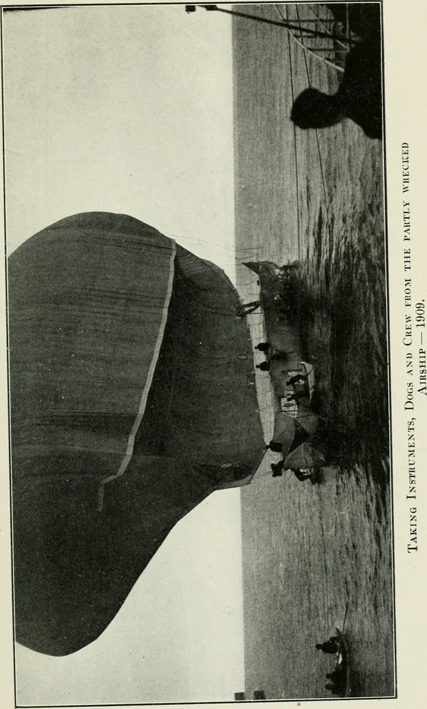 An illustration from The aerial age : a thousand miles by airship over the Atlantic Ocean; airship voyages over the Polar Sea, the past, the present and the future of aerial navigation, 1911, leaf 350