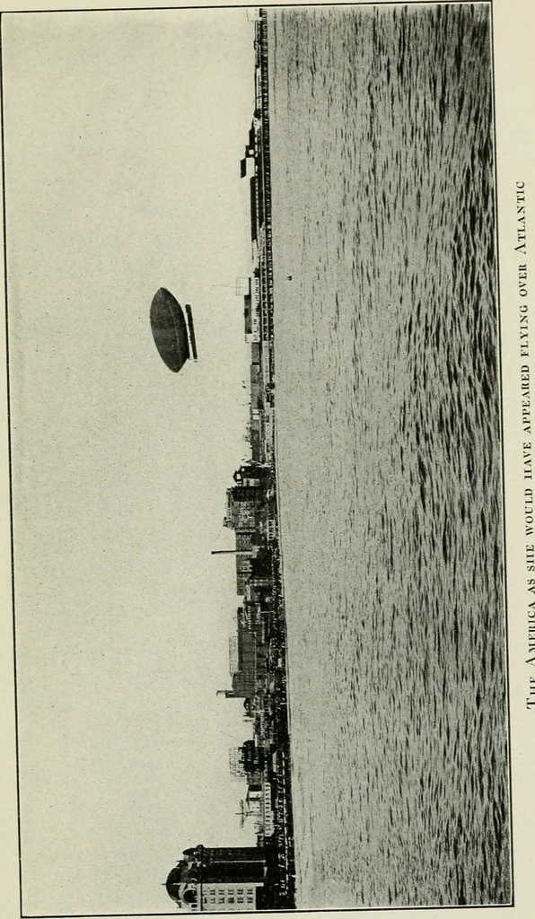 An illustration from The aerial age : a thousand miles by airship over the Atlantic Ocean; airship voyages over the Polar Sea, the past, the present and the future of aerial navigation, 1911, leaf 458